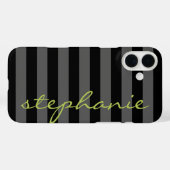 Trendgraues Streifenmuster mit Individuelle Name Case-Mate iPhone Hülle (Rückseite (Horizontal))