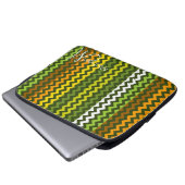 Trendgrün gelb Zickzack Zigzag Custom Monogram Laptopschutzhülle (Vorne Knopf)