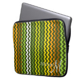 Trendgrün gelb Zickzack Zigzag Custom Monogram Laptopschutzhülle (Vorderseite Links)