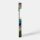 Trendgrün lila, aquamarin türkisfarbene Pfauenfede iPhone Hülle (Linke Seite)