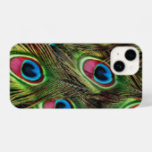 Trendgrün lila, aquamarin türkisfarbene Pfauenfede iPhone Hülle (Rückseite (Horizontal))
