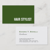Trendgrün Weiß Moderne Haare Stylist Visitenkarte (Vorne/Hinten)