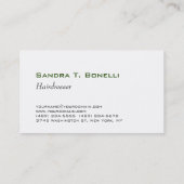 Trendgrün Weiß Moderne Haare Stylist Visitenkarte (Rückseite)