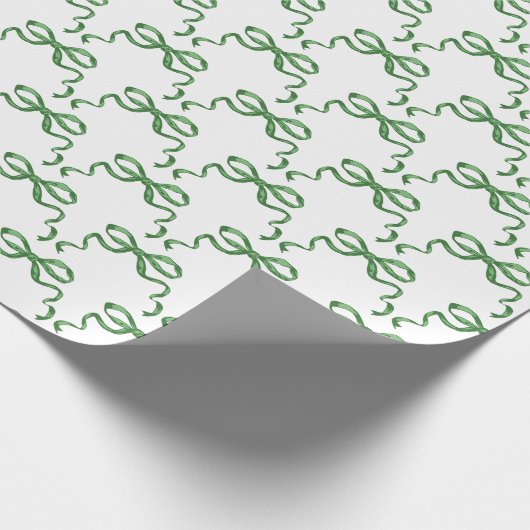 Trendgrüne Bandschleifen Geschenkpapier (Ecke)