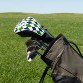 Trendgrüne blaue Raute Muster Modernes Monogramm Golf Headcover (In SItu)