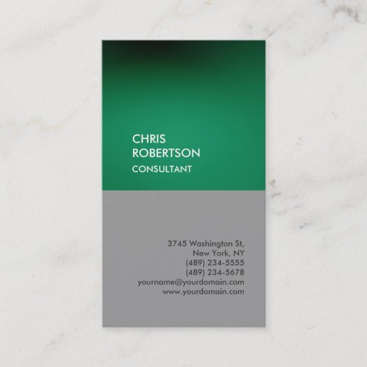 Trendgrüne, grau senkrechte Visitenkarte (Vorderseite)