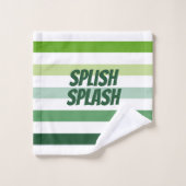 Trendgrüne Streifen Badhandtuch Set (Waschlappen)