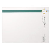 Trendgrüne Streifen Gold-Logo Notizblock (Vorderseite)