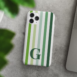 Trendgrüne Streifen mit Monogramm Case-Mate iPhone Hülle