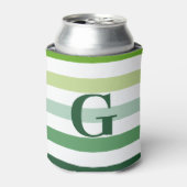Trendgrüne Streifen mit Monogramm Dosenkühler (Kanne Vorderseite)