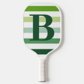 Trendgrüne Streifen Monogramm Pickleball Schläger (Vorderseite)