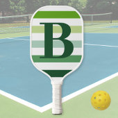 Trendgrüne Streifen Monogramm Pickleball Schläger