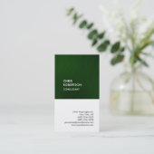 Trendgrüne, weiße, senkrechte Visitenkarte (Stehend Vorderseite)