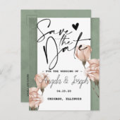 Trendgrüner Ankündigung Datum freihalten Postkarte (Vorne/Hinten)