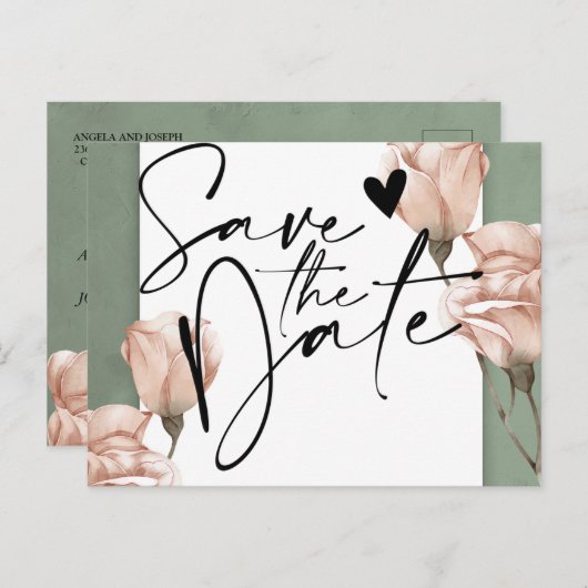 Trendgrüner Ankündigung Datum freihalten Postkarte (Vorne/Hinten)