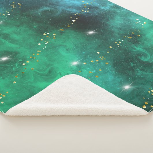 Trendgrünes blaues Aquamarines Gold Galaxy Muster Sherpadecke (3/4)
