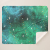 Trendgrünes blaues Aquamarines Gold Galaxy Muster Sherpadecke (Vorderseite (Horizontal))