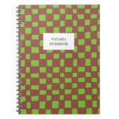 Trendgrünes, braunes Schachbrettmuster-Notebook Notizblock (Vorderseite)