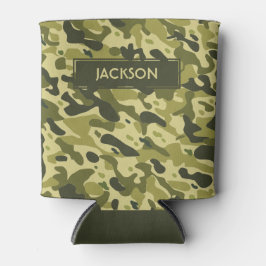 Trendgrünes Tarnmuster mit Namen Dosenkühler