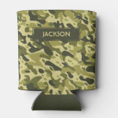 Trendgrünes Tarnmuster mit Namen Dosenkühler (Rückseite)