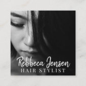 Trendhaar Stylistin Foto Quadratische Visitenkarte (Vorderseite)