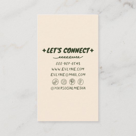 Trendhandgezeichnete farbenfrohe Retro Funky Flora Visitenkarte (Rückseite)