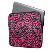 Trendheiß rosa und schwarz, moderne Leopardendruck Laptopschutzhülle (Vorderseite Links)