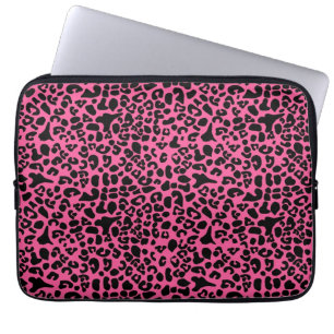 Trendheiß rosa und schwarz, moderne Leopardendruck Laptopschutzhülle