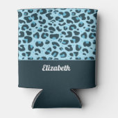 Trendhellblaue Leopardenfleckmuster mit Namen Dosenkühler (Vorderseite)
