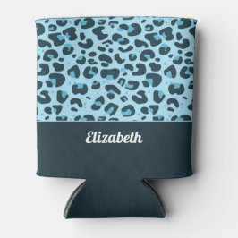 Trendhellblaue Leopardenfleckmuster mit Namen Dosenkühler