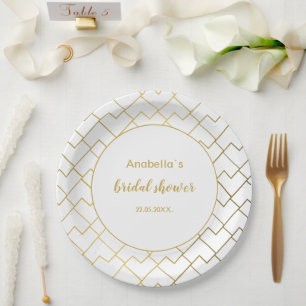 Trendig Chic Geometrisch Golden Weiß Pappteller