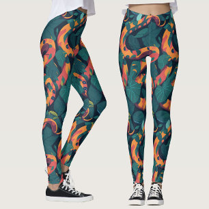 Trendig Cooles Orange Schlangen Muster Dschungel T Leggings
