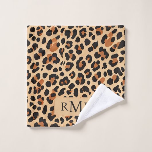 Trendig fett Leopard Print Custom Monogram Badhandtuch Set (Waschlappen)