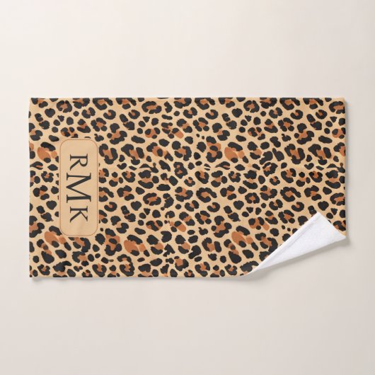 Trendig fett Leopard Print Custom Monogram Badhandtuch Set (Handtuch)