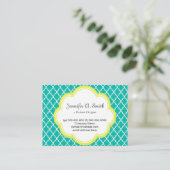 trendig, hübsch, klassisch, gelb, aquamarin, Quart Visitenkarte (Stehend Vorderseite)