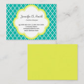 trendig, hübsch, klassisch, gelb, aquamarin, Quart Visitenkarte (Vorne/Hinten)