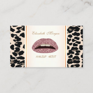 Trendig modern elegant, Leopardenmuster, Lippen Visitenkarte