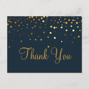 Trendig Preiswert Gold Glitter Blau Dankeschön Postkarte