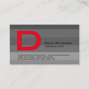 Trendig Stylisch Grau Rot Monogramm Professionell Visitenkarte