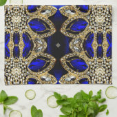 trendig-stylisches türkisfarbenes Gold, silberblau Geschirrtuch (Gefaltet)