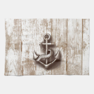 Trendig vintage rustikal nautischer Anker Holz Handtuch