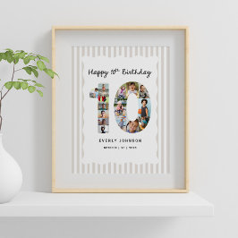 Trendige 10. Geburtstags-Nummern-Fotocollage 8x10  Poster