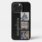 Trendige 3 Fotos und Name - Kann Schwarz ändern iPhone Hülle (Rückseite)