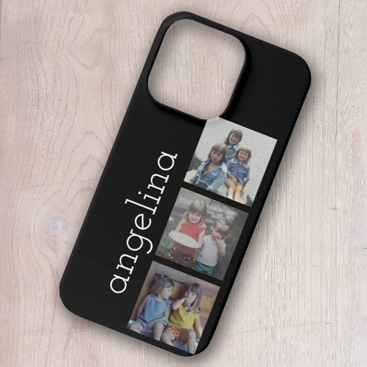 Trendige 3 Fotos und Name - Kann Schwarz ändern iPhone Hülle