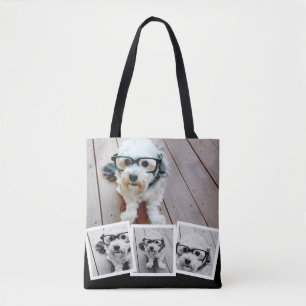 Trendige 4-Foto-Collage Weiß Schwarz Tasche