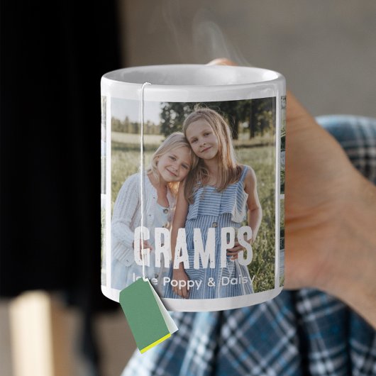 Trendige 5-Foto-Collage für Opa Kaffeetasse