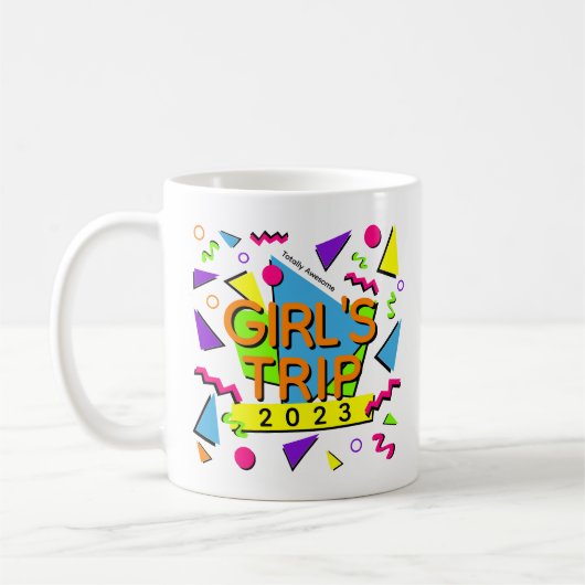 Trendige 90er Jahre Style Girl's Trip 2023 Anpassb Kaffeetasse (Links)
