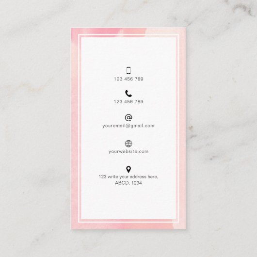 Trendige abstrakte Aquarellmedien Persönlich Visitenkarte (Rückseite)