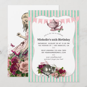 Trendige Alice-im-Wunderland-Teeparty-Veranstaltun Einladung