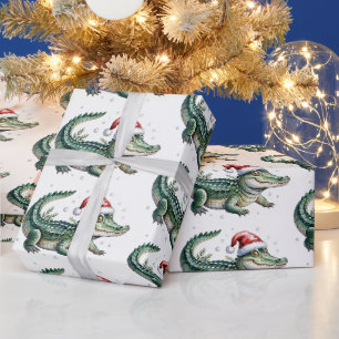 Trendige Alligatoren-Krokodile Weihnachtsmuster Geschenkpapier